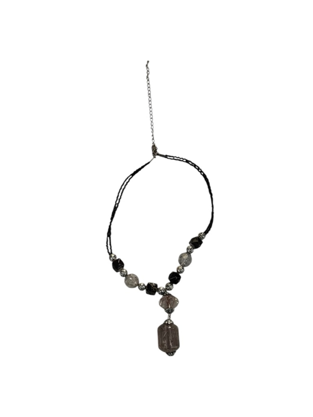 Handcrafted Black and Gray Beaded Pendant chocker